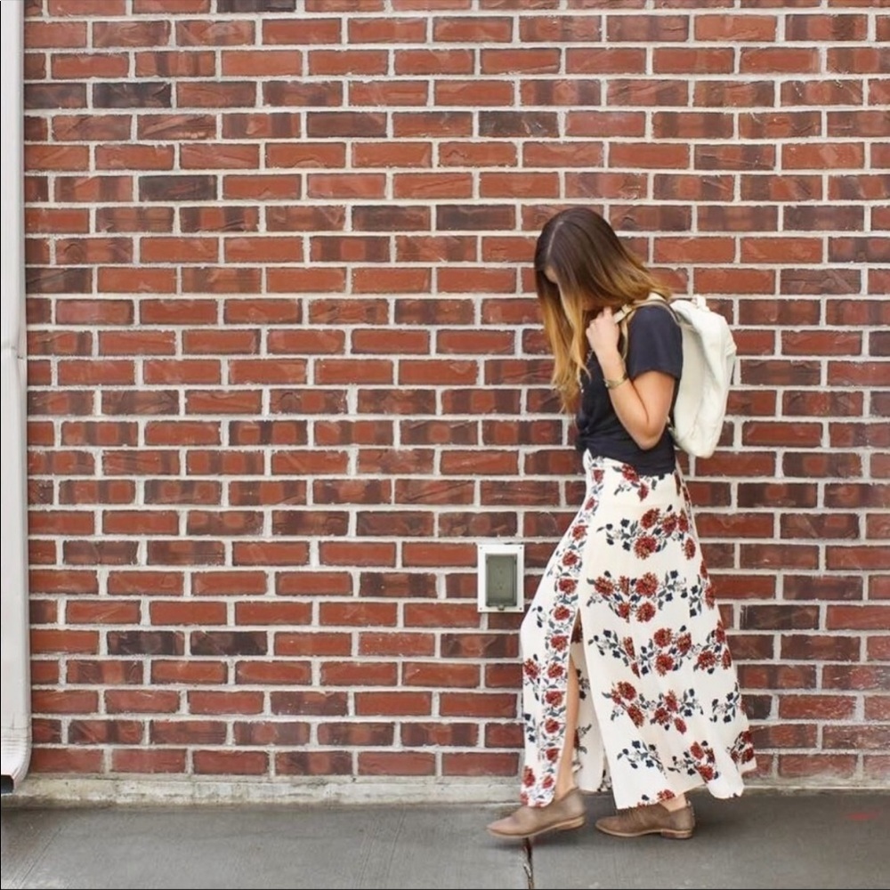 Cream Floral Maxi Skirt - Picture 2 of 6